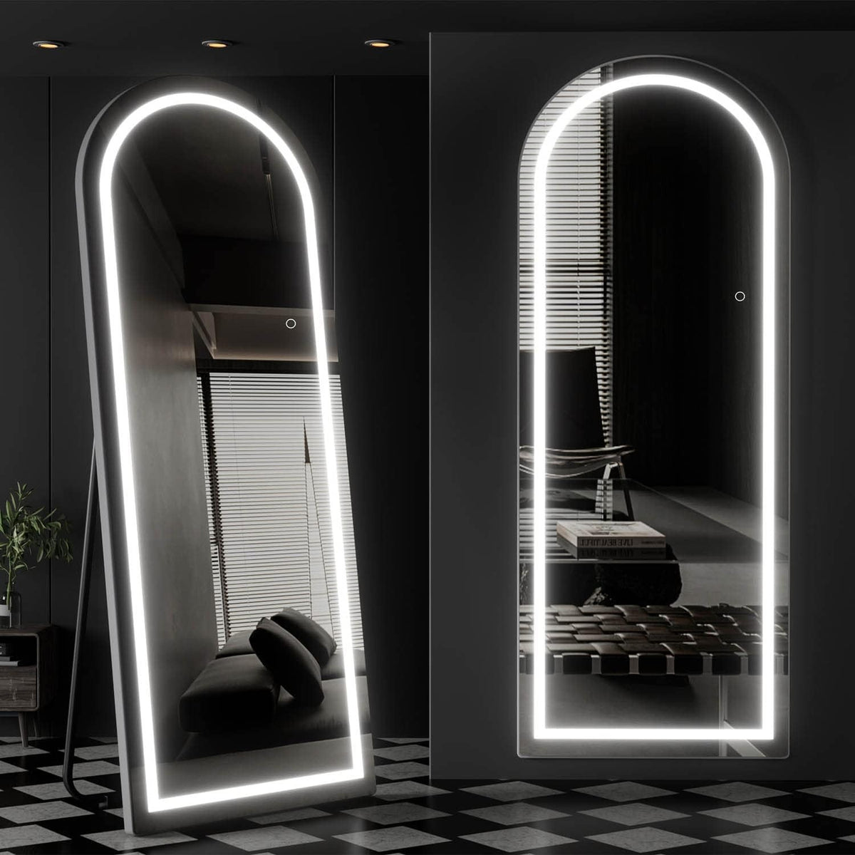 OSEMY 65" x 22" LED Arched Full Length Mirror with Stand