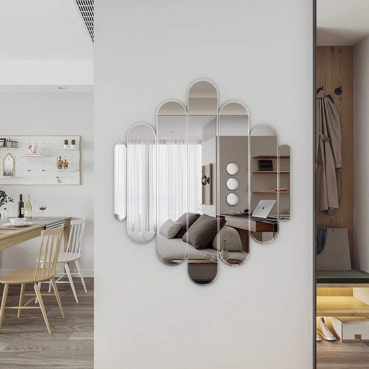 OSEMY 32" x 28" Modern Frameless Arched Wall Mirror for Home Decor