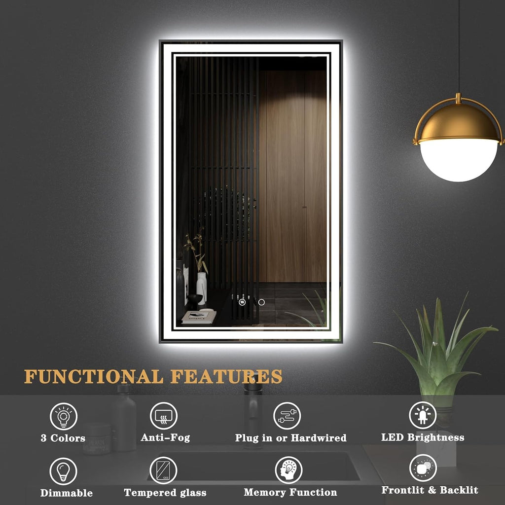 OSEMY 30" x 18" LED Bathroom Mirror with Lights