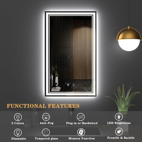 OSEMY 30" x 18" LED Bathroom Mirror with Lights