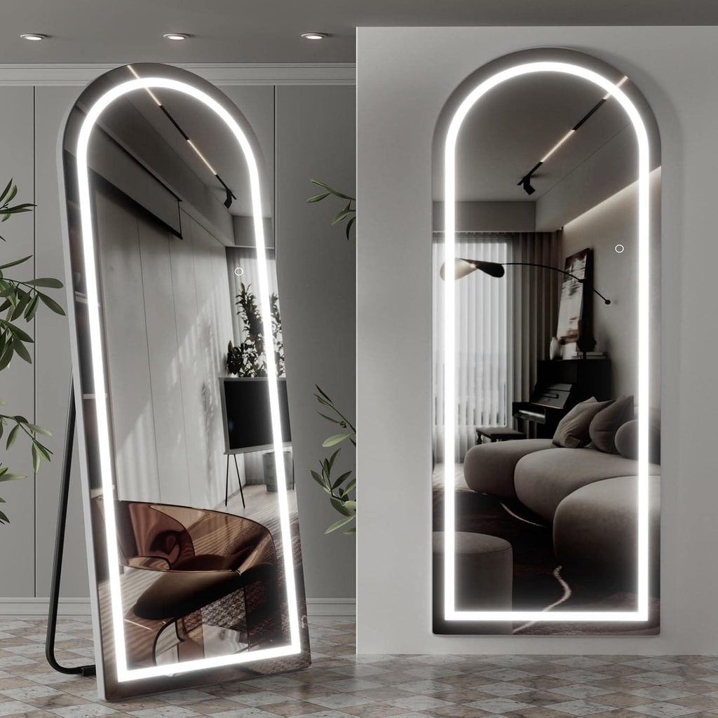 OSEMY 65" x 22" LED Arched Full Length Mirror with Stand