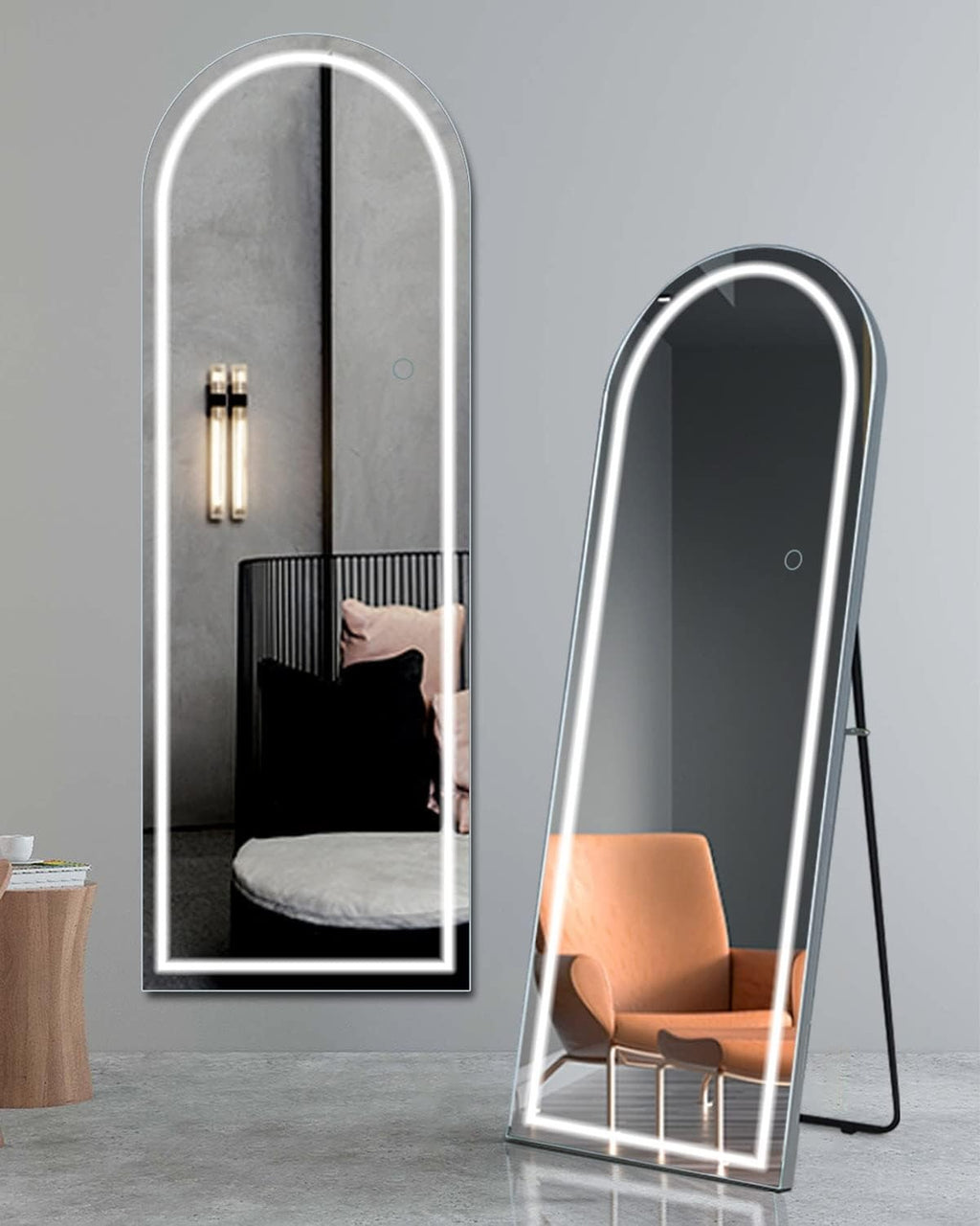 OSEMY 65" x 22" LED Arched Full Length Mirror with Stand