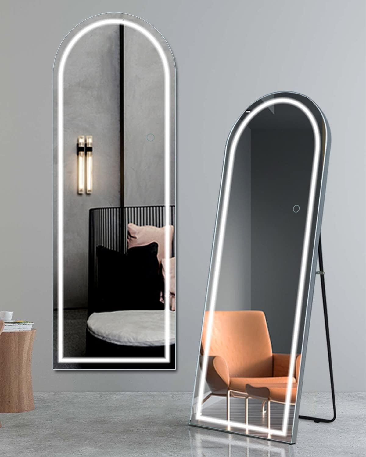 OSEMY 65" x 22" LED Arched Full Length Mirror with Stand