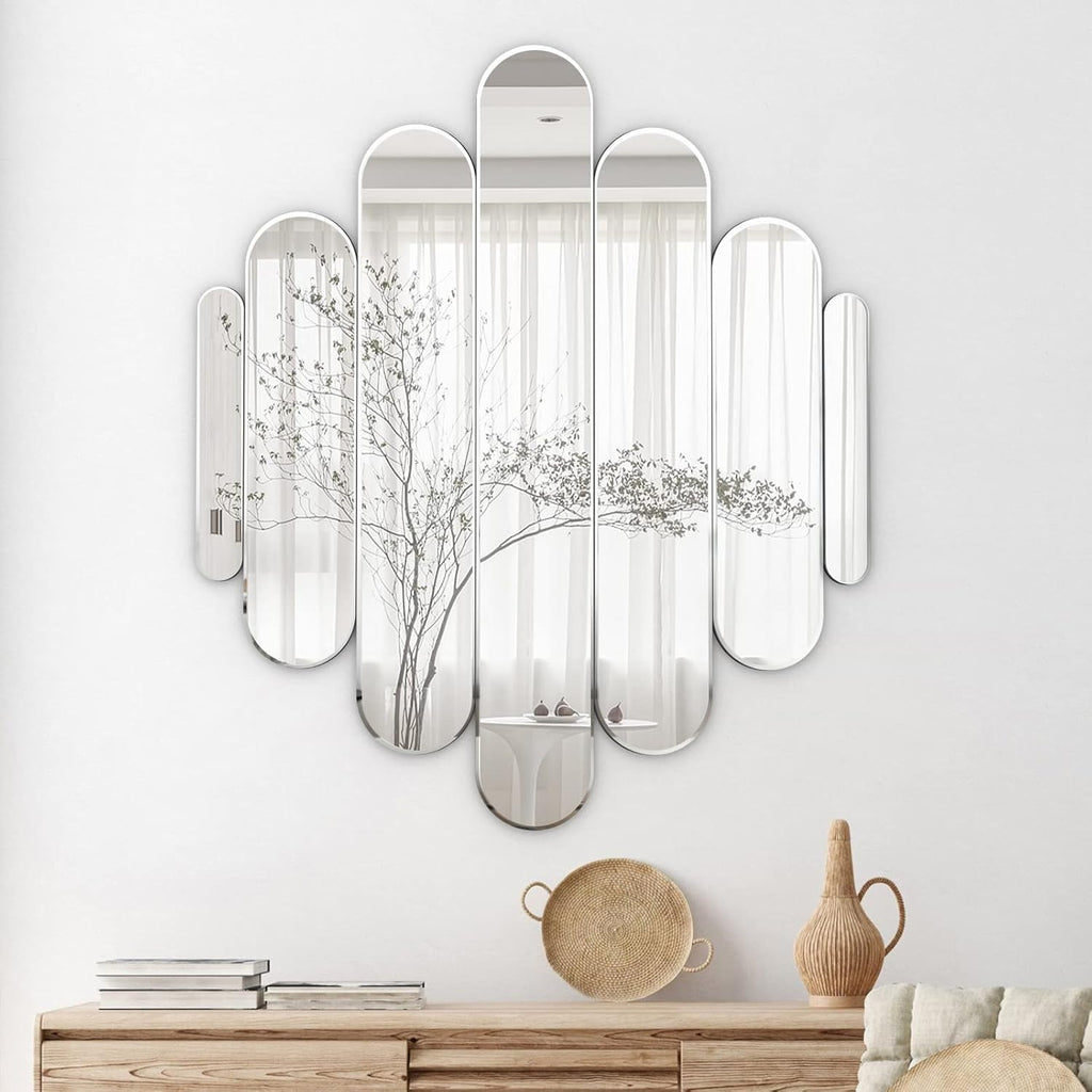 OSEMY 32" x 28" Modern Frameless Arched Wall Mirror for Home Decor