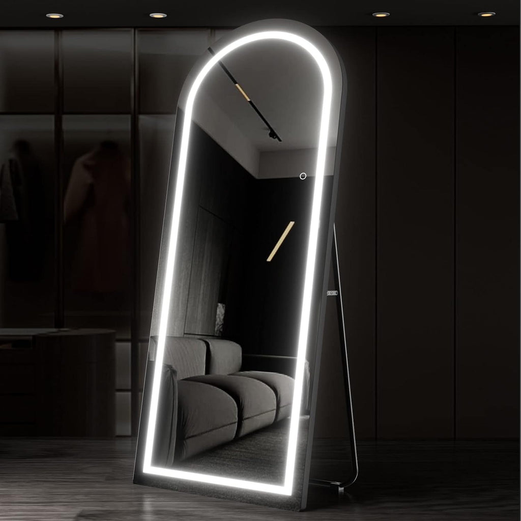 OSEMY 65 x 22 LED arched full length mirror with stand